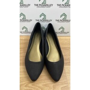 Christian Siriano for Payless Womens Black Textured Pointed Toe Flats Size 6